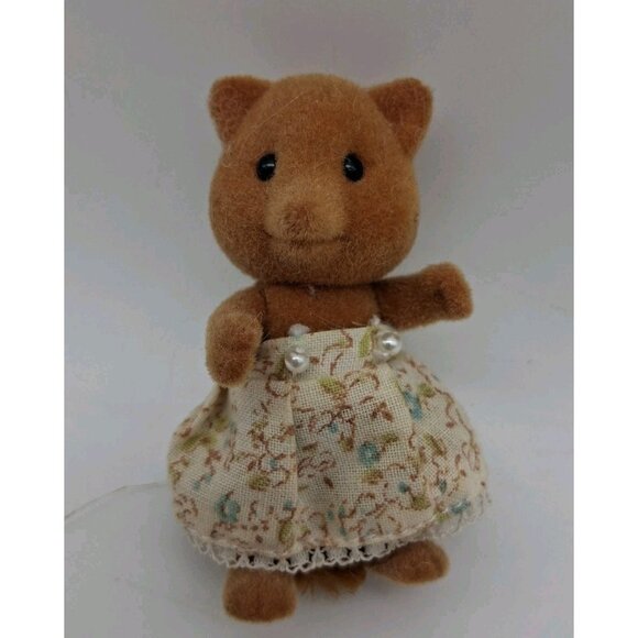 Vintage 1985 Epoch Sylvanian Slydale Fox Family Set of 4 Flocked Calico Critters - Picture 3 of 16